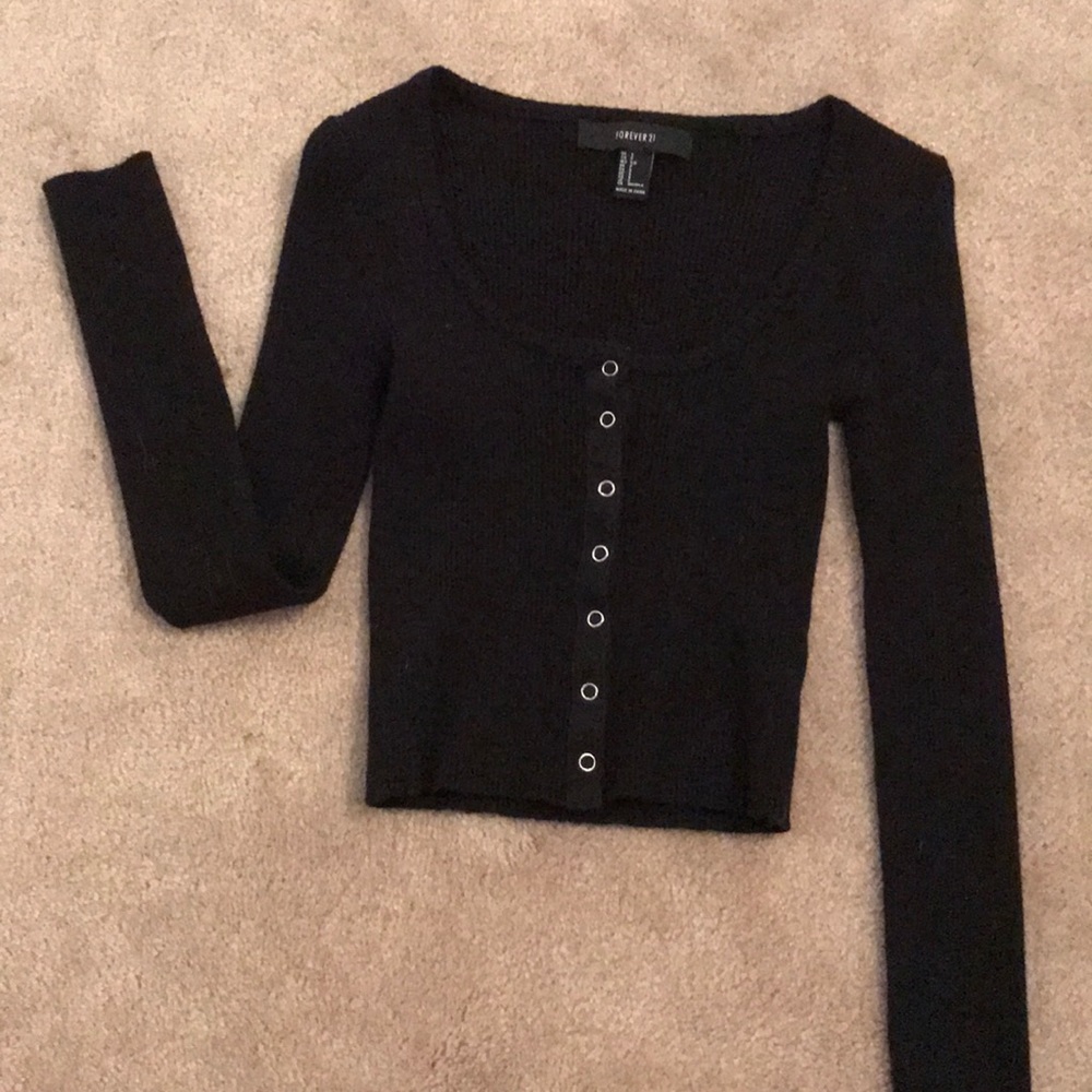 Button up sweater crop top